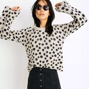 Madewell Leopard Dot Pullover Sweater In Heather Biscuit Size M